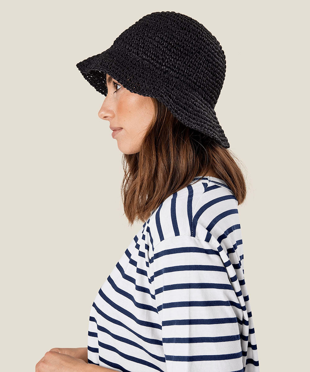 【SATIIIZ】Peosen Mixed Stripe Cara Tee Striped Oversized Cropped Tee Denim – PROJECT 4