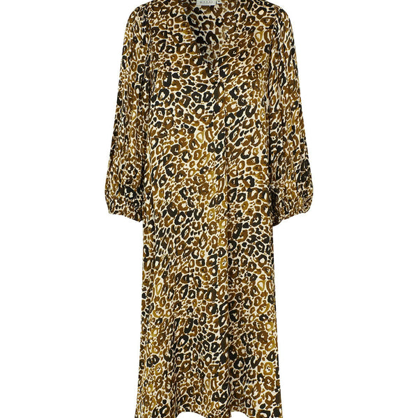 Hidden leopard poplin smocked dress hotsell