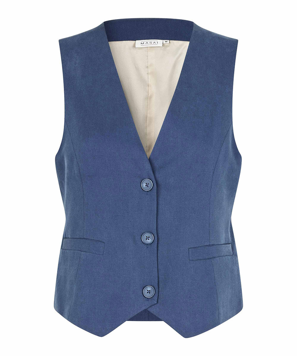 ベスト・ジレ PAROSH Women Vests D500670LIME012 Blue Jordyn Vest | Masai Copenhagen